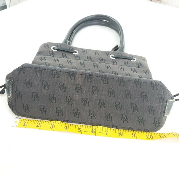 Vtg Dooney & Bourke Womens Black Signature Print Canvas Double Handles Tote Bag - Picture 9 of 15
